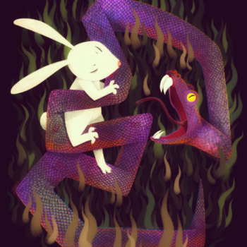 rabbit, snake, battle