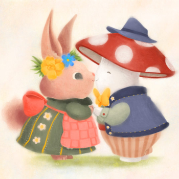 kiss, rabbit, muchroom