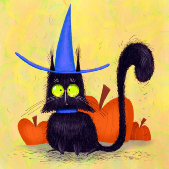 halloween, cat, hat, pumpkins